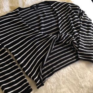 Black and white striped cropped sweater